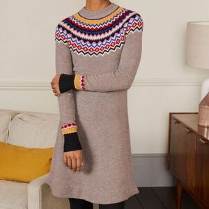 Boden Gray and Multicolor Knit Sweater Dress UK 10R US6R